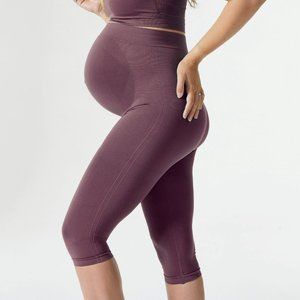 Blanqi Maternity Belly Support Crop Leggings Mauve size Medium